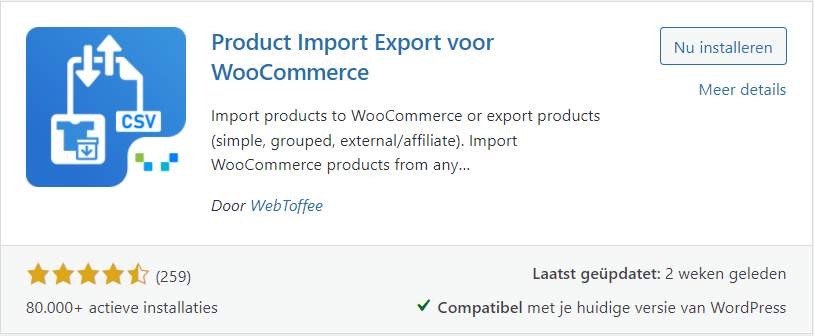 Product Import Export voor WooCommerce